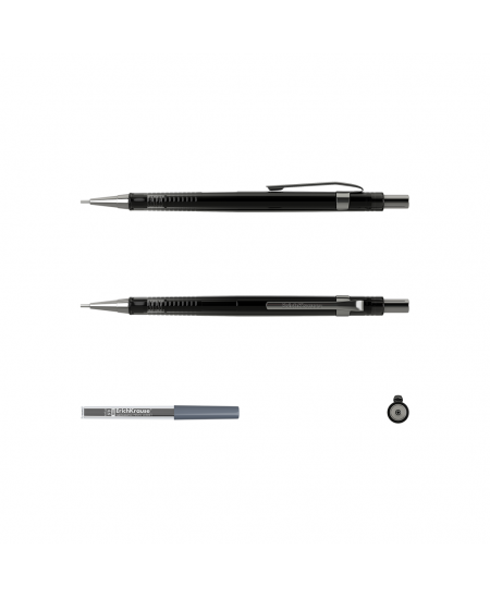 Automatinis pieštukas ERICH KRAUSE Black pointer su grafitų papildymu blisteryje, juodas korpusas, 0,5 mm