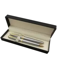 Rinkinys JAGUAR SILVER/GOLD, tušinukas + rašiklis, dovanų dėžutėje