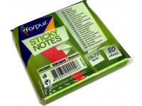 Lipnūs lapeliai FORPUS NEON, 75x75 mm, 80 lapelių, neoniniai žali