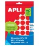 Apvalūs etiketiniai lipdukai APLI, 10 mm, 126 lipdukai lape, 8 lapai