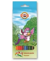 Spalvoti pieštukai KOH-I-NOOR Paukščiai, 24 spalvų