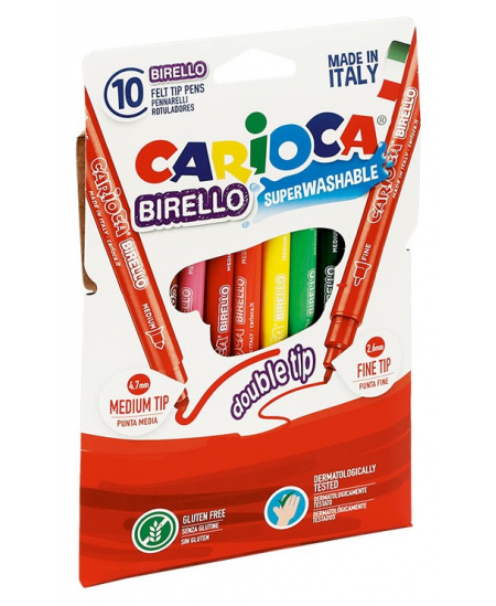 Flomasteriai CARIOCA, dvipusiai , 10 spalvų