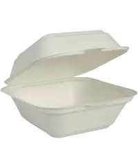 Ekologiškos, vienkartinės cukranendrių biodėžutės maistui išsinešti, su dangteliu. 14,4x14,1x7,5 cm, 50 vt