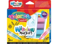 Kreidelės piešimui ant stiklo COLORINO, 5 spalvos