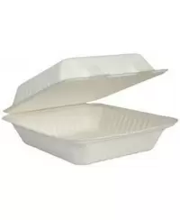 Ekologiškos, vienkartinės cukranendrių biodėžutės maistui išsinešti, su dangteliu. 19,1x13,5x5,8 cm