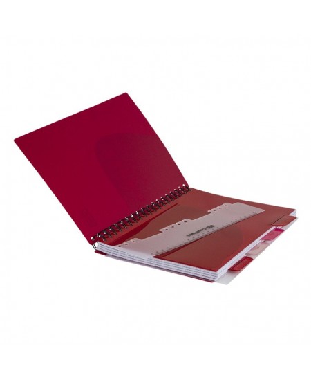 Sąsiuvinis su spirale COOLPACK, A5, 200 lapų, langeliais, raudonas