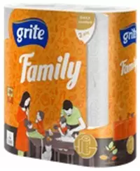 Virtuviniai popieriniai rankšluosčiai GRITE Family, 2 ritiniai