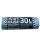 Šiukšlių maišai, 30 litrų, rulone 20 vnt., storis 12 µm, HDPE, mėlynos sp.