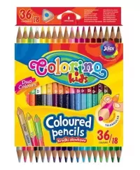 Spalvoti pieštukai COLORINO, tribiriauniai dvipusiai, 36 spalvų