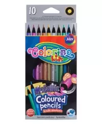Metalizuoti spalvoti pieštukai COLORINO, 10 spalvų
