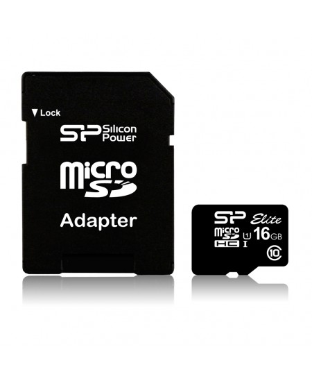 Silicon Power Elite UHS-I 16 GB, MicroSDHC, Flash memory class 10, SD adapter