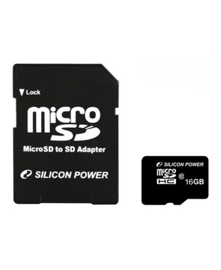 Silicon Power 16 GB, MicroSDHC, Flash memory class 10, SD adapter