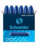 Rašalo kapsulės SCHNEIDER, mėlynos, 6 vnt.