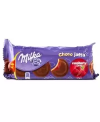 Sausainiai MILKA Jaffa, su aviečių skonio įdaru, 147 g