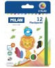 Plastikinės spalvotos kreidelės MILAN, 12 spalvų