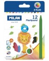 Plastikinės spalvotos kreidelės MILAN, 12 spalvų