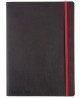 Užrašų knygelė OXFORD Black n´Red su gumele ir skirtuku, kietu viršeliu, A5, 72 lapų, linija, juoda
