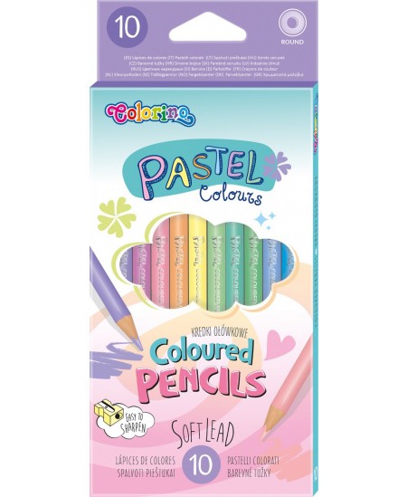 Spalvoti pieštukai COLORINO Pastel, 10 pastelinių spalvų