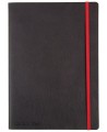 Užrašų knygelė OXFORD Black n´Red su gumele ir skirtuku, minkštu viršeliu, A6, 72 lapų, linija, juoda