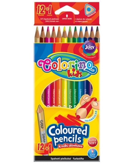 Spalvoti pieštukai COLORINO, tribriauniai, 12 spalvų