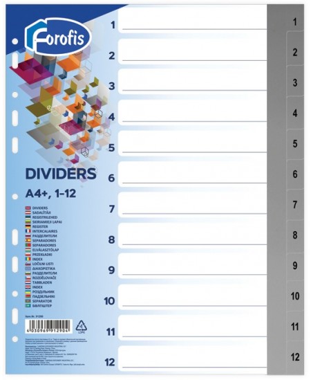 Skiriamieji lapai FOROFIS, 1-12, spalvoti, A4+