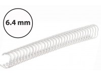 Metalinės įrišimo spiralės, 6,4mm (1/4\"), 100vnt., baltos sp.
