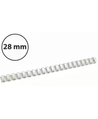 Plastikinės įrišimo spiralės, 28mm, 50vnt, baltos sp.