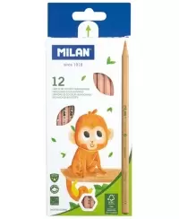 Spalvoti pieštukai MILAN iš FSC® sertifikuotos medienos, 12 spalvų