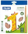 Stori spalvoti pieštukai MILAN MAXI iš FSC® sertifikuotos medienos, 12 spalvų