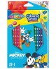 Spalvoti pieštukai COLORINO Disney "Peliukas Mikis", tribriauniai, su drožtuku, 12 spalvų