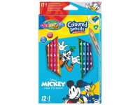 Spalvoti pieštukai COLORINO Disney \"Peliukas Mikis\", tribriauniai, su drožtuku, 12 spalvų