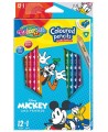 Spalvoti pieštukai COLORINO Disney "Peliukas Mikis", tribriauniai, su drožtuku, 12 spalvų