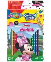 Spalvoti pieštukai COLORINO Disney \"Pelytė Minė\", tribriauniai, su drožtuku, 12 spalvų