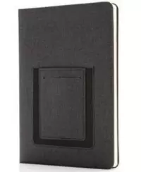 Užrašų knygelė su dėklu telefonui ir kortelei, A5, linija, pilka