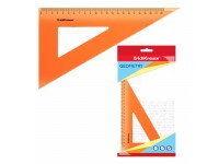 Trikampė liniuotė ERICH KRAUSE Neon, oranžinė, 60 laipsnių, 22 cm