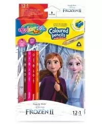 Spalvoti pieštukai COLORINO Disney \"Ledo šalis\", tribriauniai, su drožtuku, 12 spalvų
