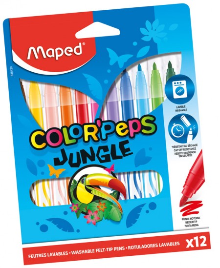 Flomasteriai MAPED Color Peps Jungle, 12 spalvų