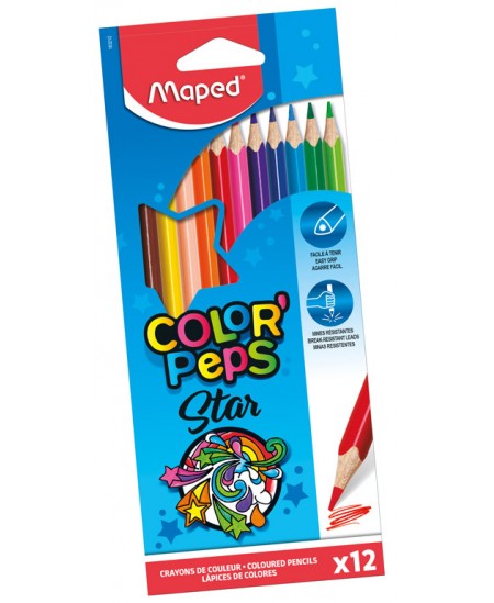 Spalvoti pieštukai MAPED Color Peps Star, 12 spalvų