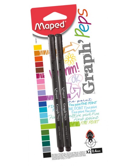 Grafiniai rašikliai Maped Graph Peps, 0.4 mm, juoda