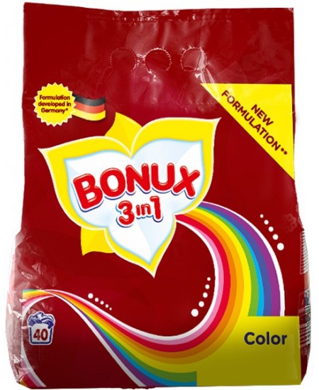 Skalbimo milteliai BONUX Color, 40 skalbimų, 3 kg