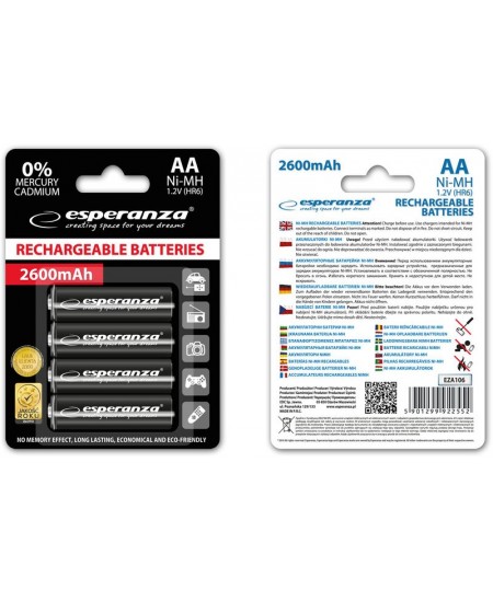 Įkraunami elementai ESPERANZA HR6 (AA), 2600 mAh, 4 vnt.