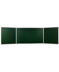 Kreidinė magnetinė trijų dalių lenta 2X3, 400x200/100 cm, linijomis ir langeliais, aliuminio rėmas, žalia