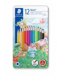 Spalvoti pieštukai STAEDTLER Noris 145, metalinėje dėžutėje, 12 spalvų