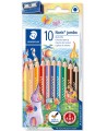 Spalvoti pieštukai STAEDTLER Noris jumbo 128, su drožtuku, 10 spalvų