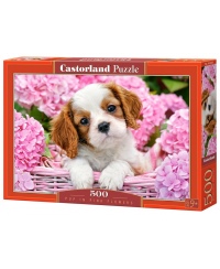 Dėlionė CASTORLAND Pup in Pink Flowers, 500 det.
