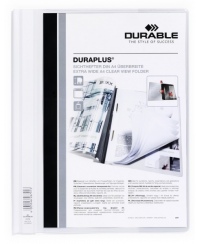 Aplankas su įsegėle ir kišene DURABLE Duraplus, A4, baltas