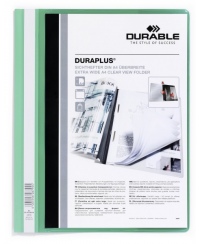 Aplankas su įsegėle ir kišene DURABLE Duraplus, A4, žalias