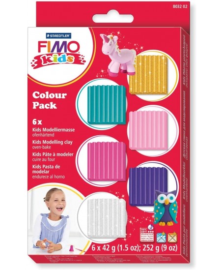 Polimerinio molio rinkinys vaikams FIMO Fancy, 6 spalvų