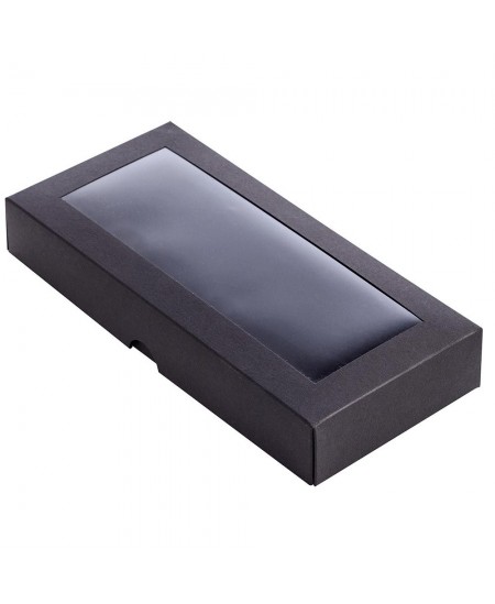 Dviejų dalių dovanų dėžutė su langeliu, 200x90х30 mm, juodos spalvos, 1 vnt.