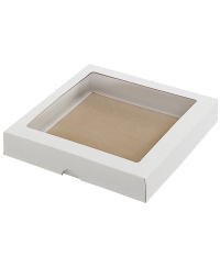 Dviejų dalių dovanų dėžutė su langeliu, 200х200х30 mm, baltos spalvos, 1 vnt.